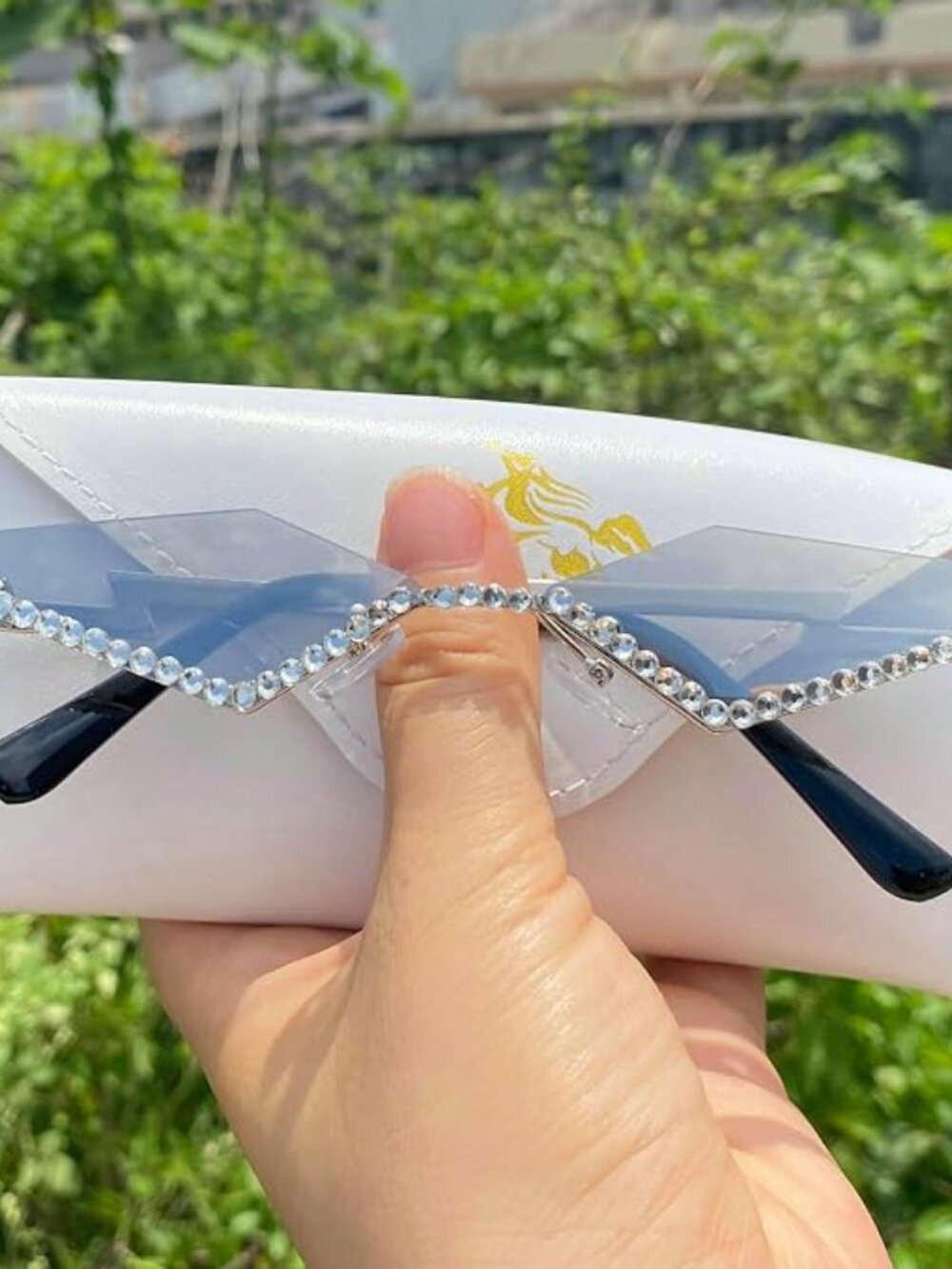Rimless Rhinestone Sunglasses - Picture 3 of 5